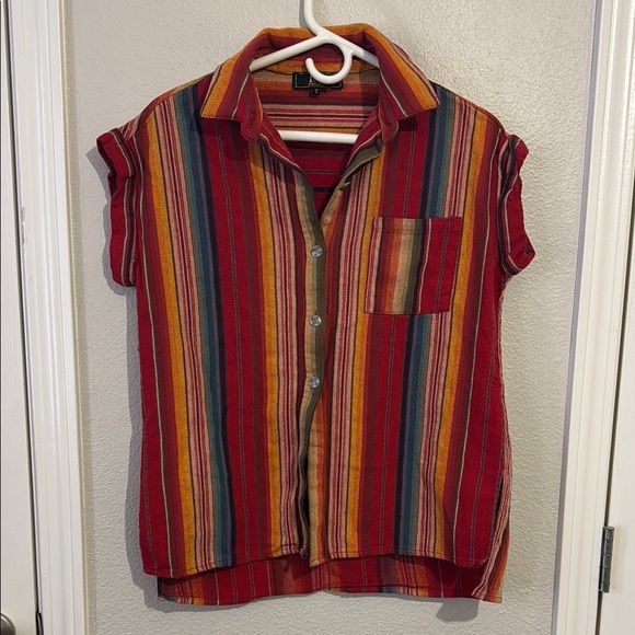 L&B Western Multicolor Sarape Striped Button Down  Shirt - Picture 1 of 5
